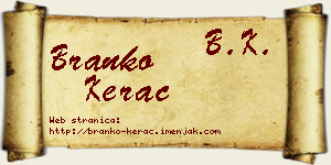 Branko Kerac vizit kartica